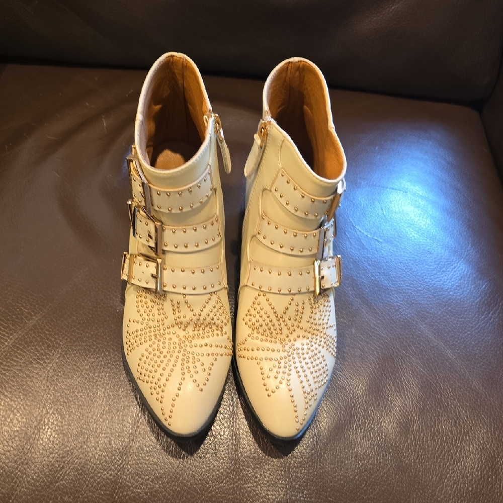 Stylish Cream "Chloe" Ankle Boots